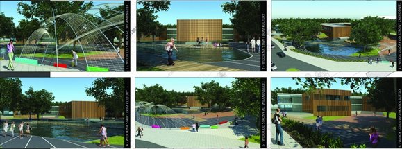 Fragment pracy dyplomowej - "park kultury" obok ronda Jana Pawła II w Konstancinie. Autor - mgr. inż. architekt Dorota Szostak